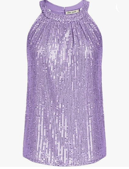 Women's Halter Round Neck Top Sequin Camisole