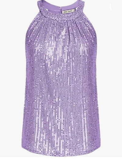 Women's Halter Round Neck Top Sequin Camisole