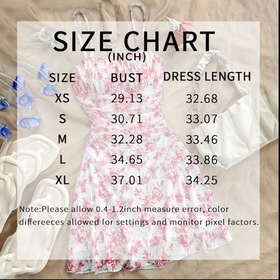 Women's Boho Floral Print Mini Dress Spaghetti Strap Ruched Ruffle Hem Vacation Sundresses