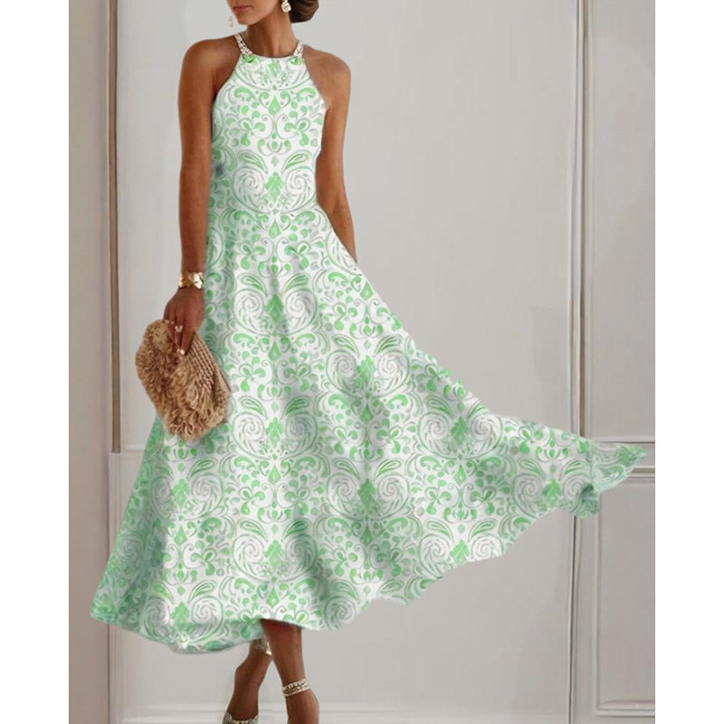 Womens Summer Halter Dress Casual Loose Boho Floral Sundresses Flowy Beach Vacation Outfits