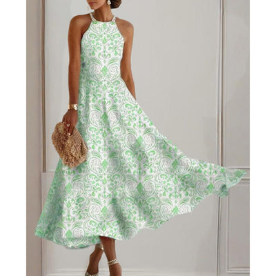 Womens Summer Halter Dress Casual Loose Boho Floral Sundresses Flowy Beach Vacation Outfits