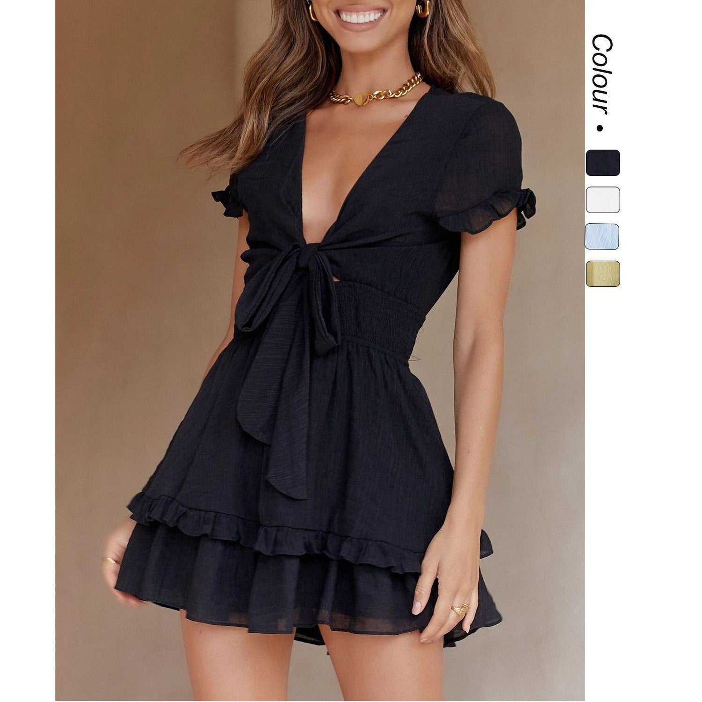 Ruffled Sweet Tie-neck