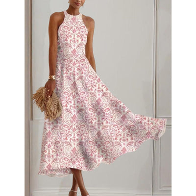 Womens Summer Halter Dress Casual Loose Boho Floral Sundresses Flowy Beach Vacation Outfits